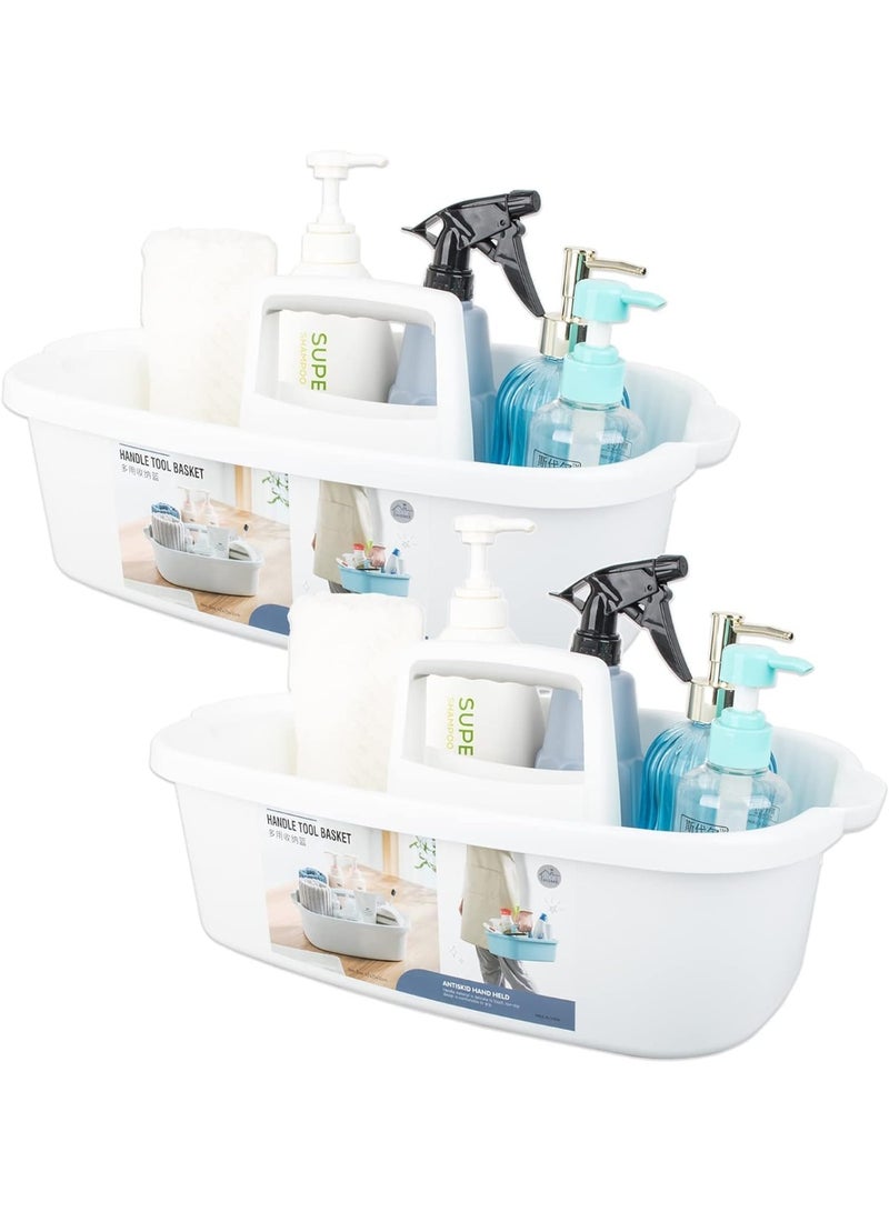 2-Pack Large Cleaning Supplies Caddy Portable Shower Basket Supply Organizer with Handle Plastic Bucket Tool Storage for Bathroom, Bedroom, Kitchen, College Dorm, Under Sink, Garden - Image 1