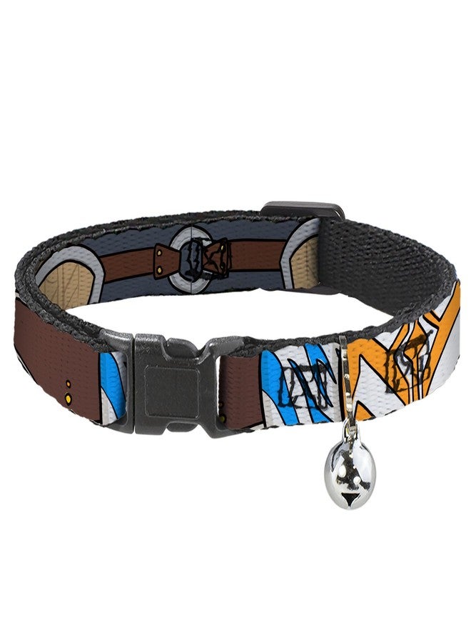 Buckle Down Star Wars Breakaway Cat Collar with Bell, Plastic Clip, Easy Adjustable, Star Wars The Clone Wars Ahsoka Tano Bounding Elements, 8.5 to 12 Inches 0.5 Inch Wide - Image 1