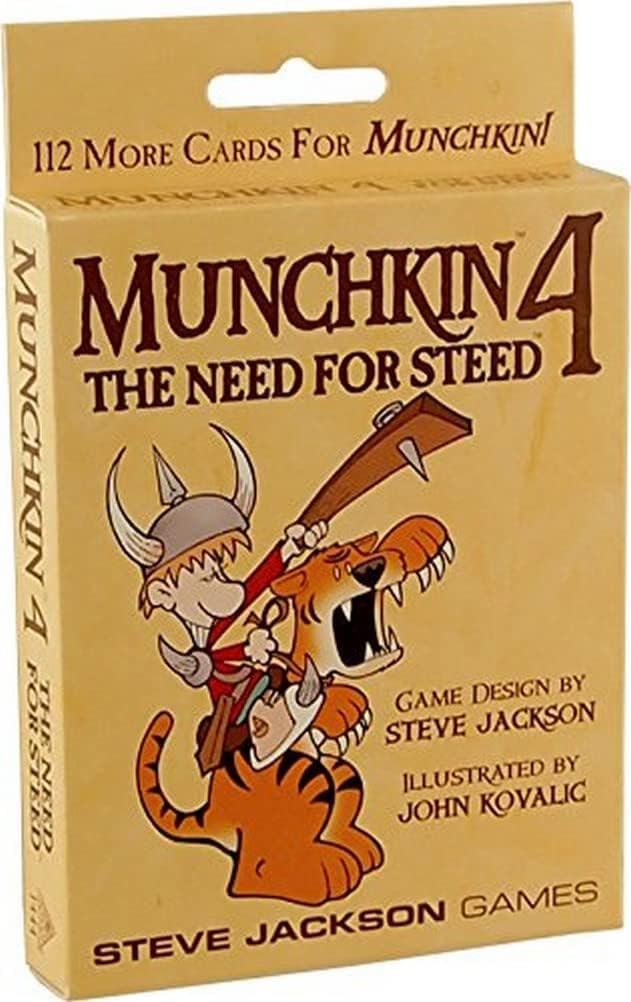 STEVE JACKSON GAMES Munchkin 4 – The Need For Steed Card Game Expansion |112-Card Expansion | Adult, Kids, & Family Game | Fantasy Adventure RPG | Ages 10+ | 3-6 Players | Avg Play Time 120 Min | From Steve Jackson Games - Image 1