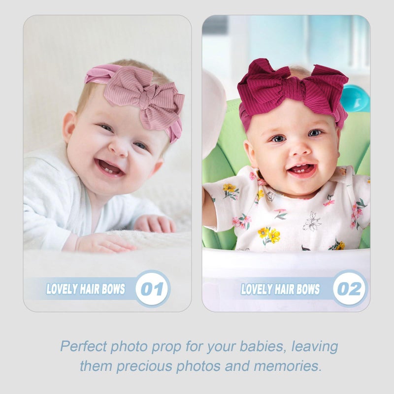 Soft Nylon Elastic Bow Headbands For Newborns Set Of 5 Hair Accessories - Image 5