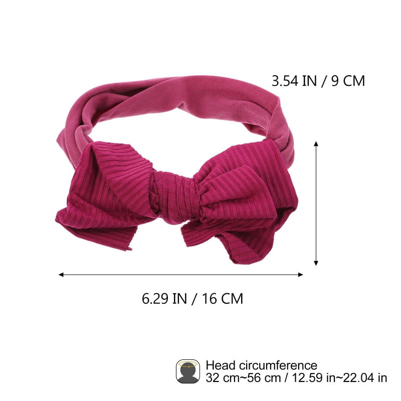 Soft Nylon Elastic Bow Headbands For Newborns Set Of 5 Hair Accessories - Image 3