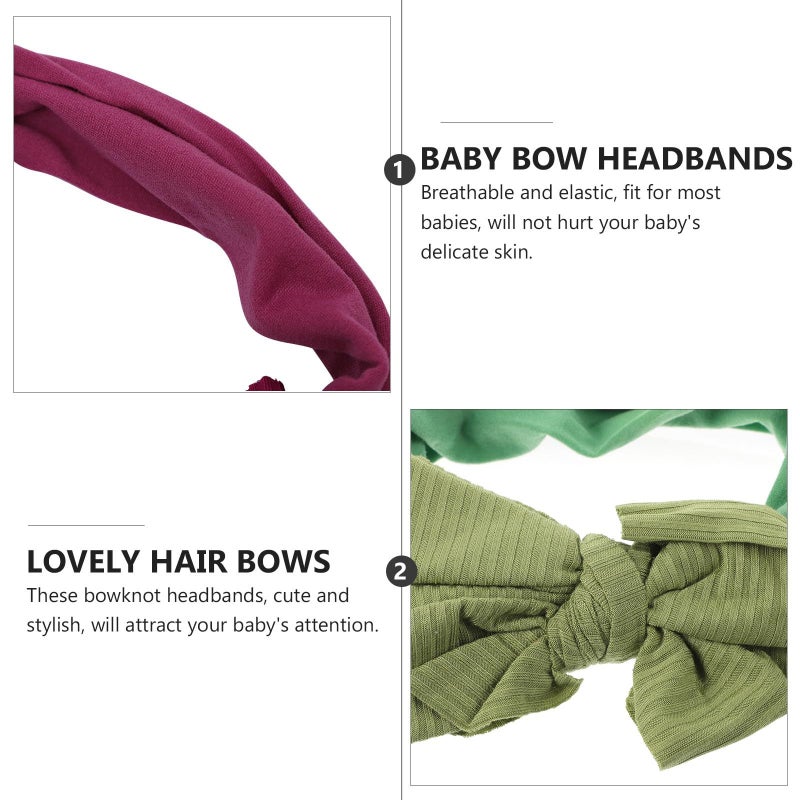 Soft Nylon Elastic Bow Headbands For Newborns Set Of 5 Hair Accessories - Image 4