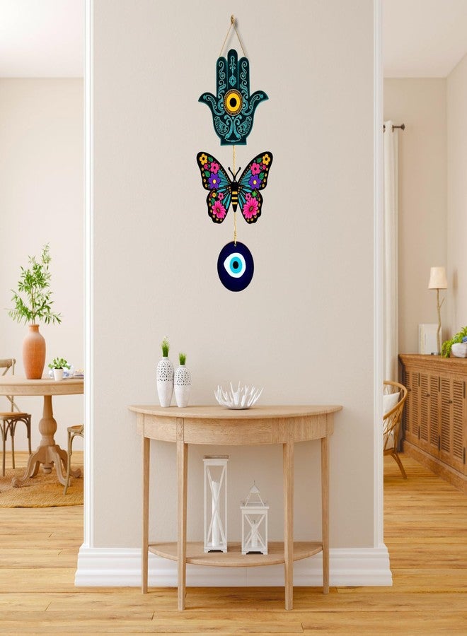 GiftOday Butterfly Wooden Wall Hanging for Home Decor | Hamsa Hand Decoration Livingroom, Bedroom | Modern Artwork Items | Peace Charm Accent | Door Decorative Hangings | Size 18 x 30 CM - Image 4