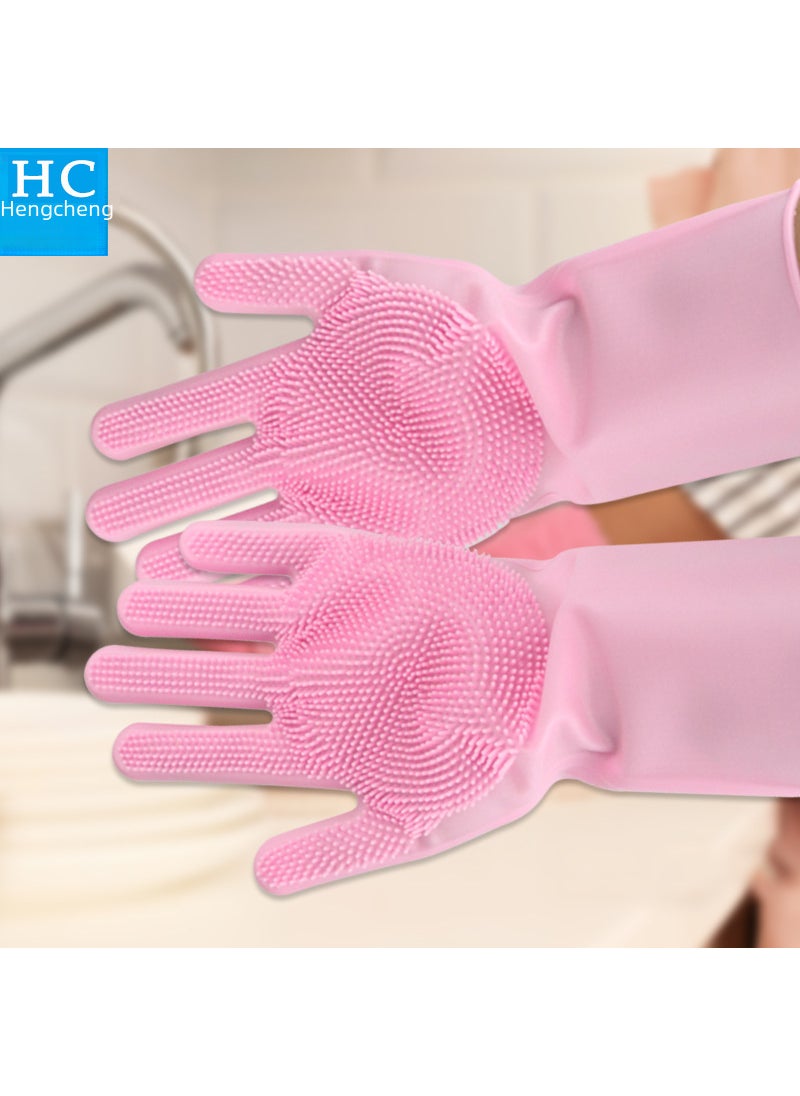 Generic - Pinduoduo Silicone Dishwashing Gloves Dishwashing Brush Household Gloves Non-Slip Wear-Resistant Kitchen Gloves Magic Household GlovesMagic Gloves-Blue Magic Gloves-Blue - Image 1