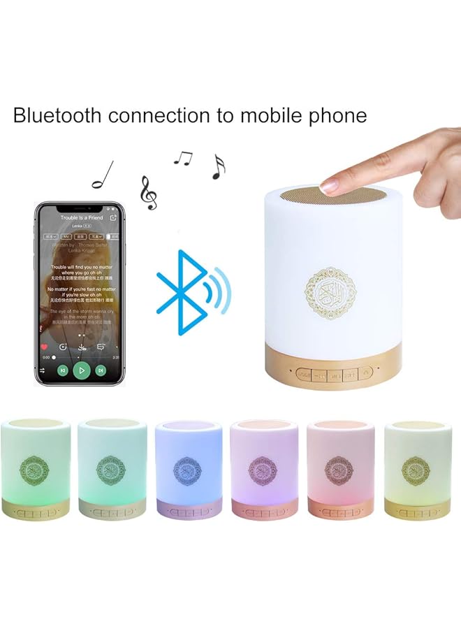 erorex Quran Speaker Lamp With Remote Portable Led Bluetooth Touch Cube Fm Mp3 Music Player Night Light Rechargeable Bedside Outdoor Desk Table Lamp In Many Languages Including English Arabic Urdu - Image 2