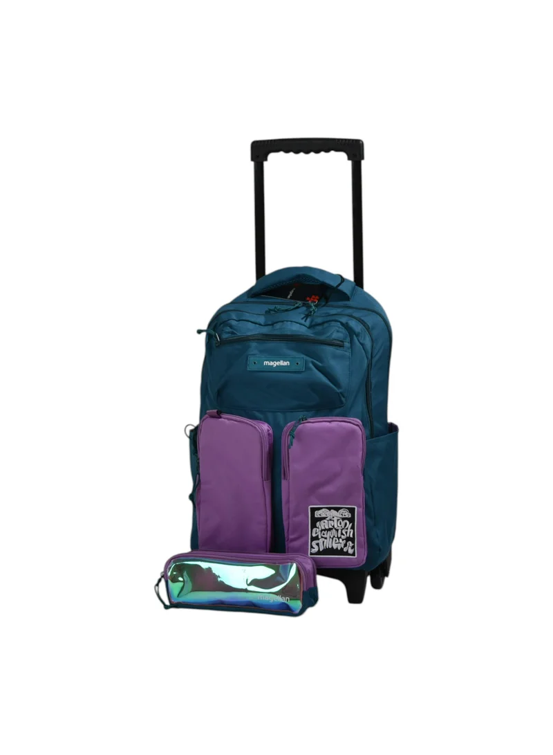 MAGELLAN Backpack Trolley 259D005B | Rolling School Backpack with Pencil Case | Student Trolley Bag Set