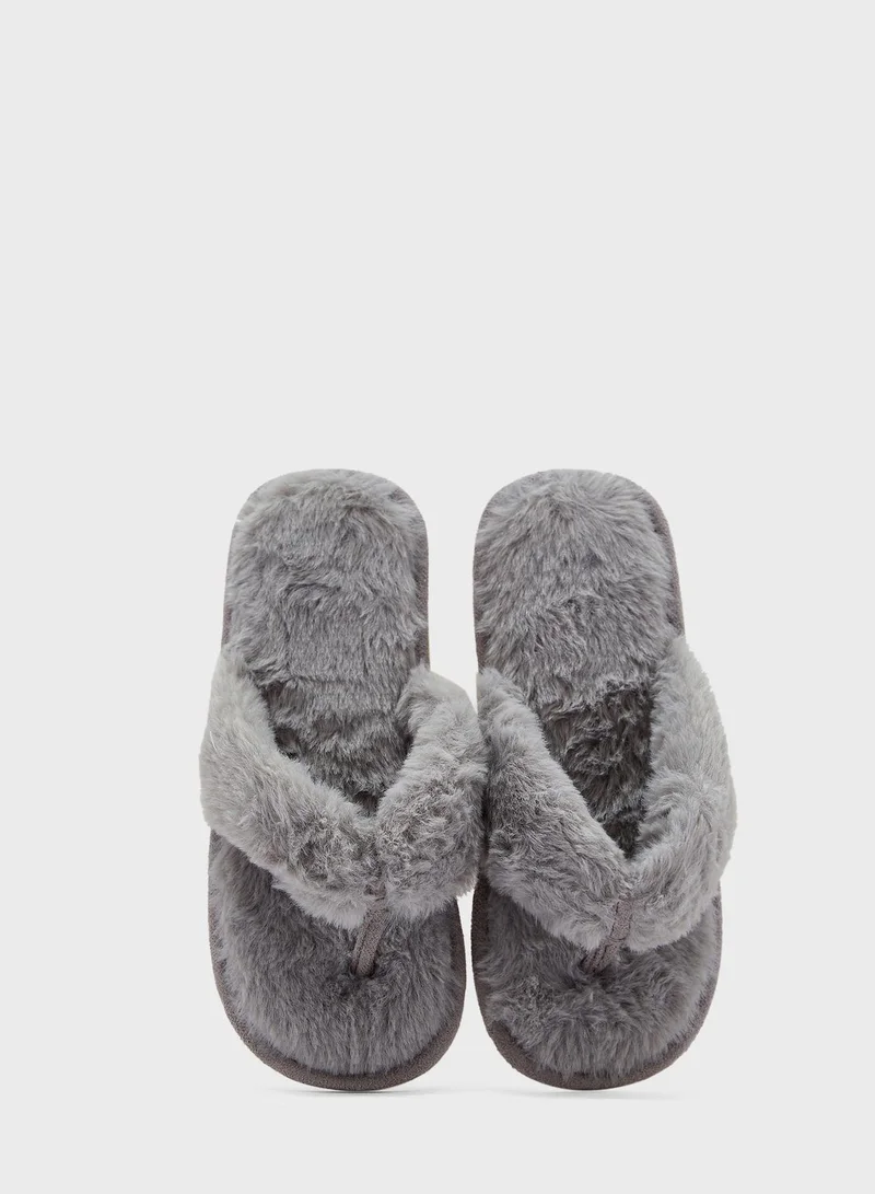 Ginger Fluffy Toe Post Bedroon Slippers