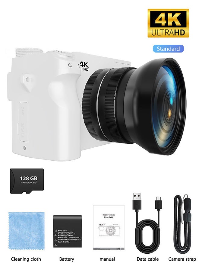 SJCAM 4K Digital Camera, 75MP Cameras for Photography with 18X Optical Zoom & Autofocus, WiFi Vlogging Camera , Dual-Lens, 2 Batteries, 128GB Card & Flash, Best Cameras for Content Creators  - Image 1