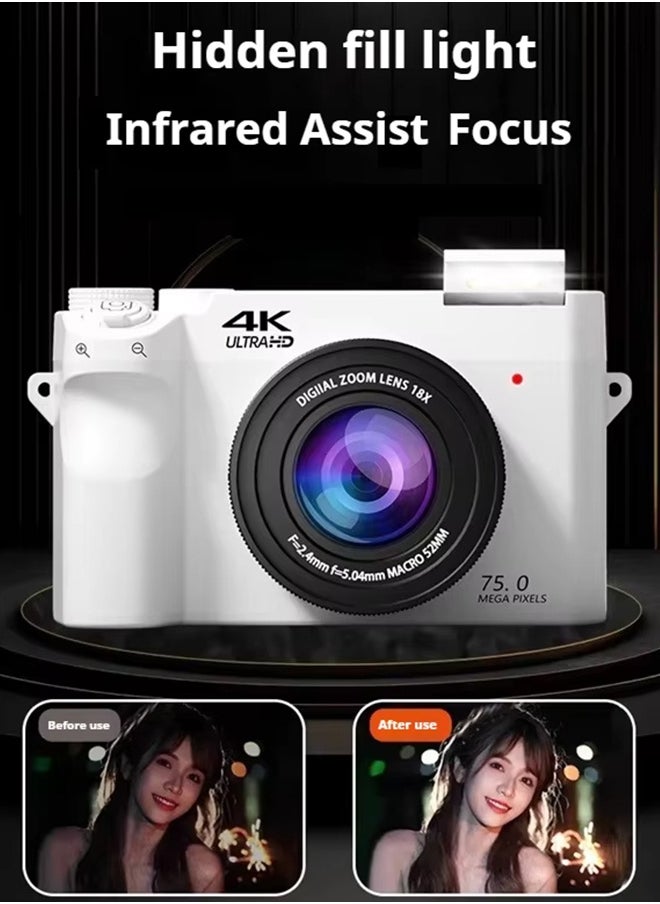 SJCAM 4K Digital Camera, 75MP Cameras for Photography with 18X Optical Zoom & Autofocus, WiFi Vlogging Camera , Dual-Lens, 2 Batteries, 128GB Card & Flash, Best Cameras for Content Creators  - Image 3