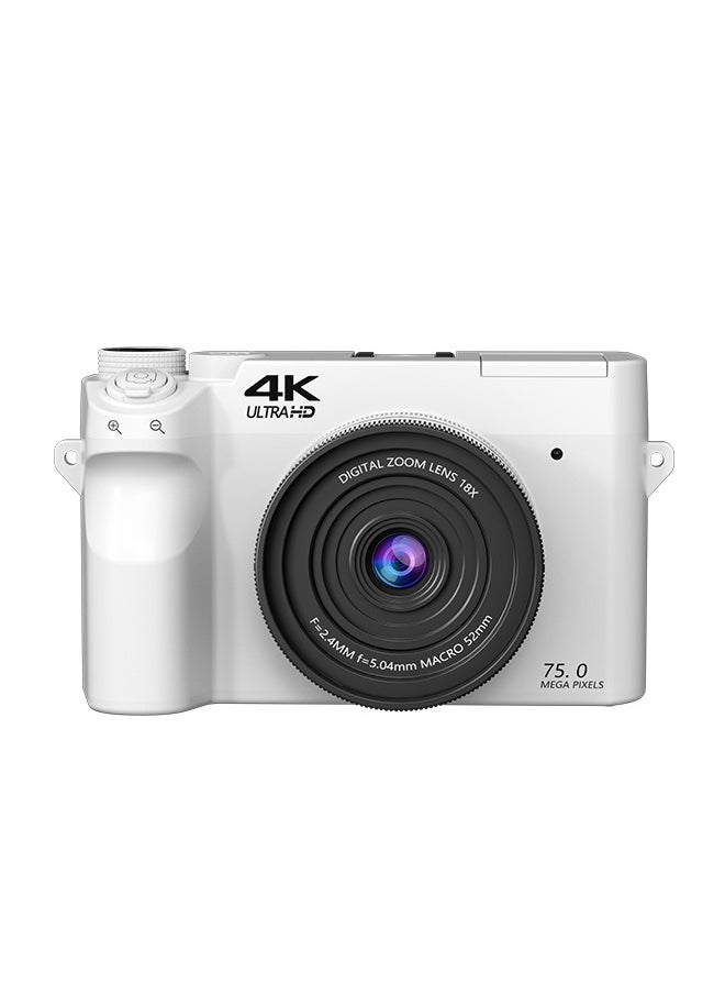 4K Digital Camera, 75MP Cameras for Photography with 18X Optical Zoom & Autofocus, WiFi Vlogging Camera , Dual-Lens, 2 Batteries, 128GB Card & Flash, Best Cameras for Content Creators
