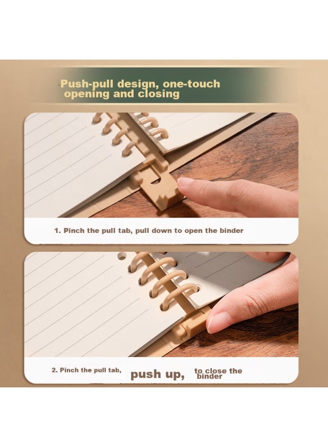 Sunwood A5/120 Pages Comfortable To Hold, Ruled Vintage Shell, Detachable 8-hole Loose-leaf Notebook With Replaceable Index Pages, For Postgraduate Exam Mistake Correction And Homework, Beige, 1389 - Image 2