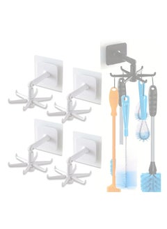 GNAFOTU 360° Rotating Folding Hook, Multi-Purpose Self-Adhesive Utensil Holder with 6 Hooks for Kitchen & Bathroom, 180° Vertical Flip Utensil Rack for Space-Saving Storage  - Image 1