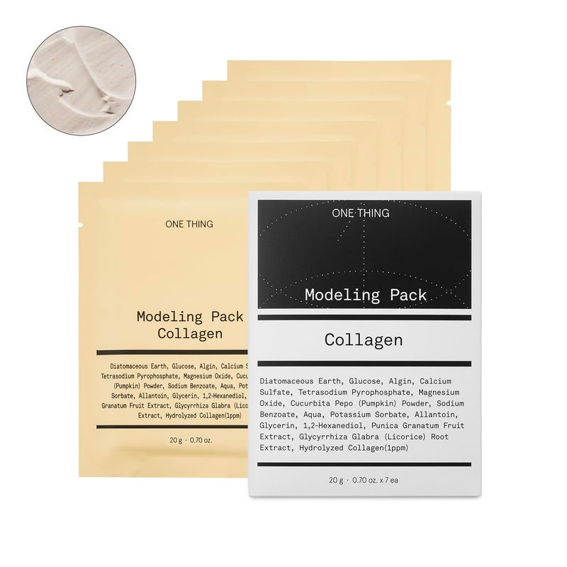 ONE THING Collagen Modeling Pack 0.7 Oz * 7 Masks | Facial Powder Peel Off Mask for Hydrating Cooling Soothing Firming Skin, Refine Clean Pores, Glowy Radiant Glass Skin | Korean FaceMask - Image 1