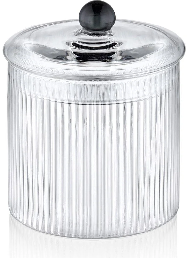 The Mia Striped Borosilicate Glass Sugar Bowl 9X9X11 cm CAM0435