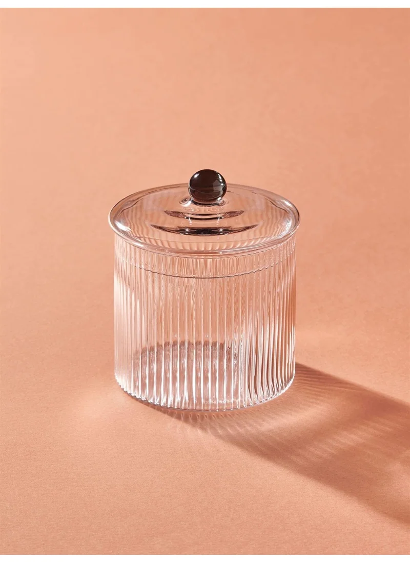 The Mia Striped Borosilicate Glass Sugar Bowl 9X9X11 cm CAM0435