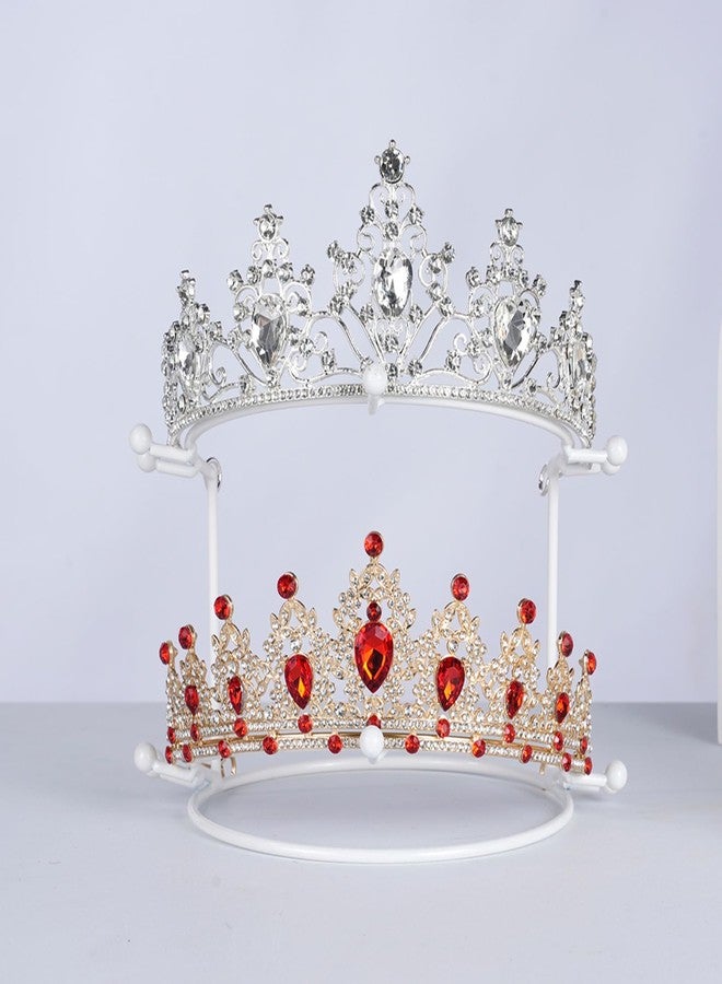 JINYEAH Crown Display Stand, 2-Tier Tiara Headband Display Rack White, Brackets Hair Accessories Organizer, Bathroom Vanity Storage Tray for Women Girls - Image 1