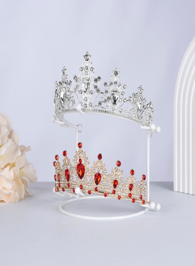 JINYEAH Crown Display Stand, 2-Tier Tiara Headband Display Rack White, Brackets Hair Accessories Organizer, Bathroom Vanity Storage Tray for Women Girls - Image 3