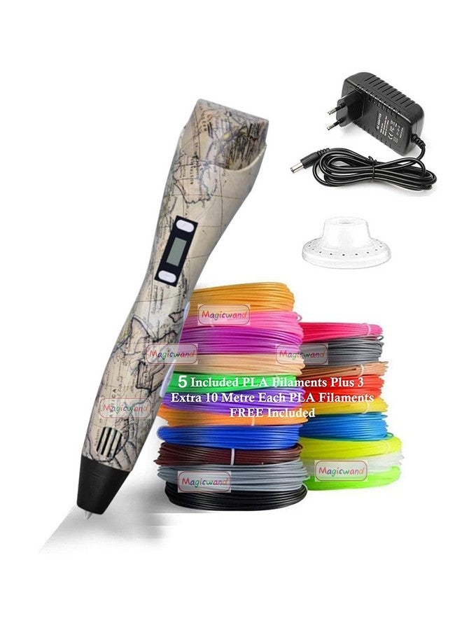 Magicwand® 3D Printing Pen with LCD Display &【3 Metre Each 3 Filaments & 10 Metre Each 5 Filaments Extra】【with Adaptor】【Pack of 1】 - Image 2