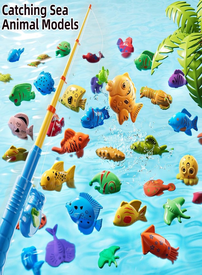 TEMI Magnet Fishing Game for Kids 4-8, Fish Toys for Kids 3-5, Bathtub Floating Fishing Pole, Water Table Pool with Rod Net, Summer Water Play Indoor and Outdoor, Gifts for Holiday for Boy and Girls - Image 3
