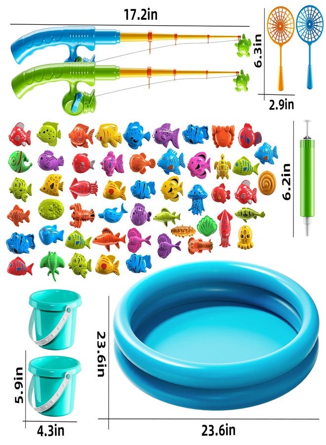 TEMI Magnet Fishing Game for Kids 4-8, Fish Toys for Kids 3-5, Bathtub Floating Fishing Pole, Water Table Pool with Rod Net, Summer Water Play Indoor and Outdoor, Gifts for Holiday for Boy and Girls - Image 2