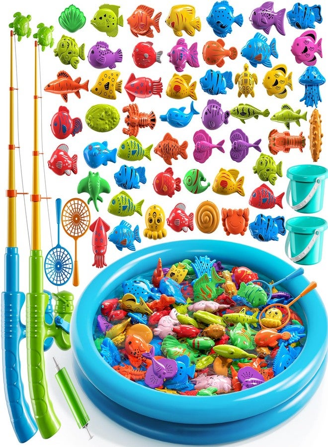 TEMI Magnet Fishing Game for Kids 4-8, Fish Toys for Kids 3-5, Bathtub Floating Fishing Pole, Water Table Pool with Rod Net, Summer Water Play Indoor and Outdoor, Gifts for Holiday for Boy and Girls - Image 1