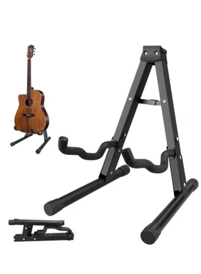 Fully Collapsible Metal Guitar Stand – A-Frame Floor Holder for Electric/Acoustic Guitars with EVA Padding (Expanded: 11x11.8x15.2", Folded: 1.2x4.7x15") - Image 1