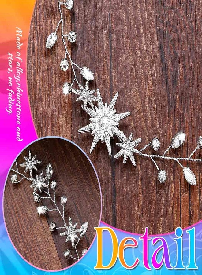 Casdre Sparkly Rhinestone Star Wedding Hair Vine Silver Crystal Bridal Hair Accessories Prom Hair Pieces for Women and Brides (B Silver) - Image 4