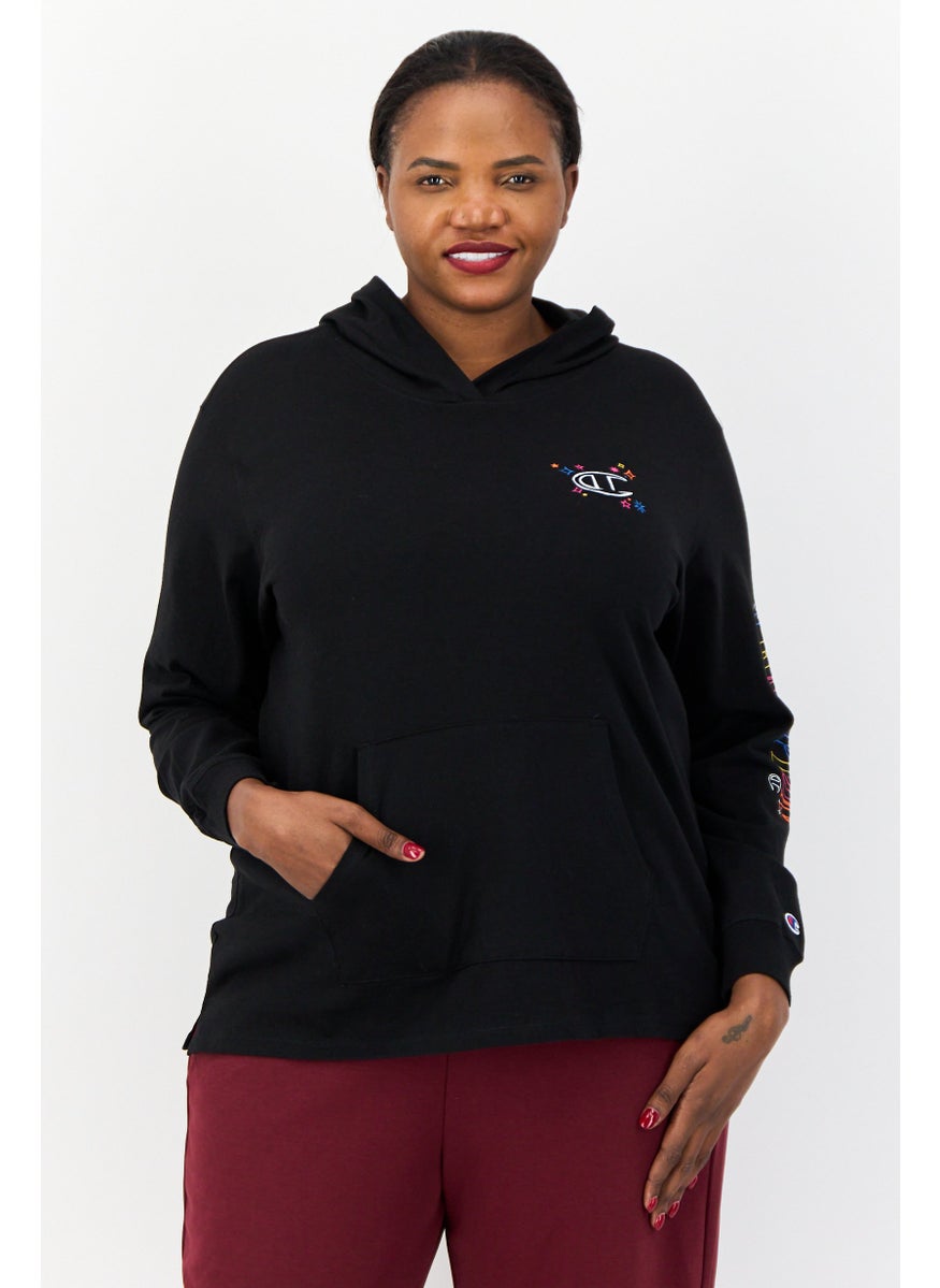 Champion Women Plus Size Long Sleeve Outdoor Hoodie, Black  - Image 1