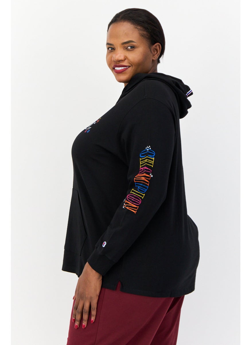 Champion Women Plus Size Long Sleeve Outdoor Hoodie, Black  - Image 2