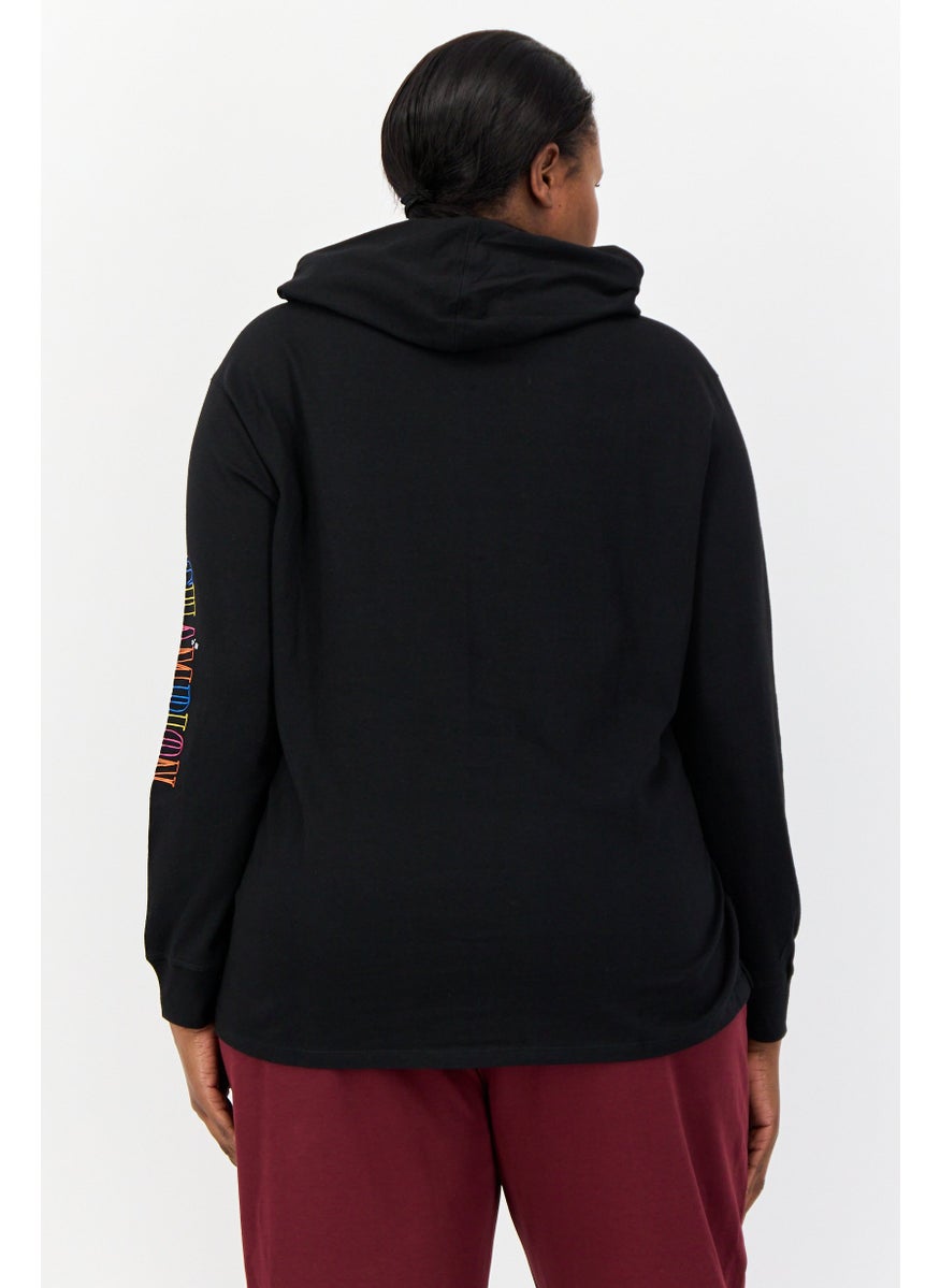 Champion Women Plus Size Long Sleeve Outdoor Hoodie, Black  - Image 3