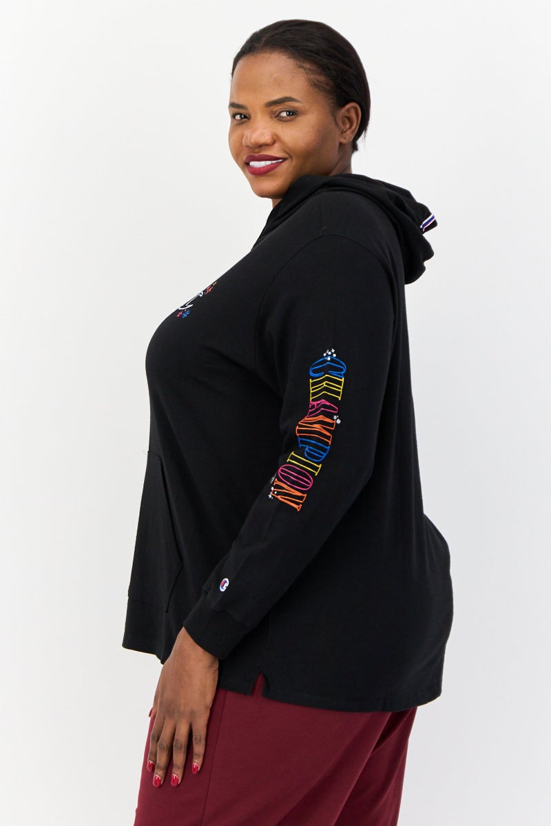 Champion Women Plus Size Long Sleeve Outdoor Hoodie, Black  - Image 2