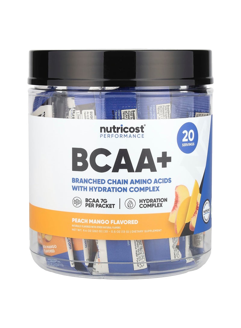 Performance, BCAA+, Peach Mango, 20 Packets, 0.5 oz (13 g) Each