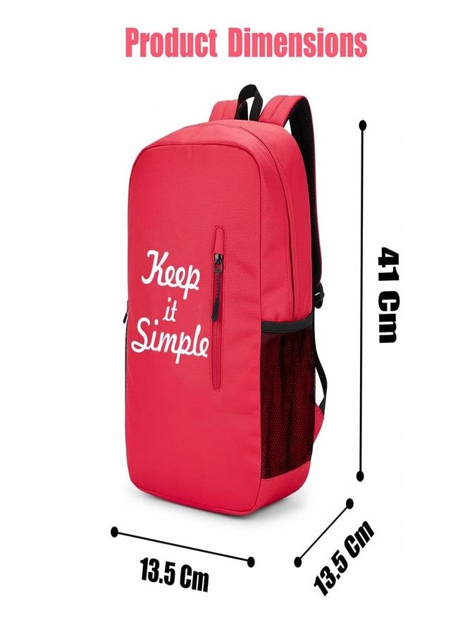 H-HEMES 16L Backpack for School, College, Office & Travel | Lightweight 2 Compartment Bag with Laptop Compartment for Men & Women (Red) - Image 2