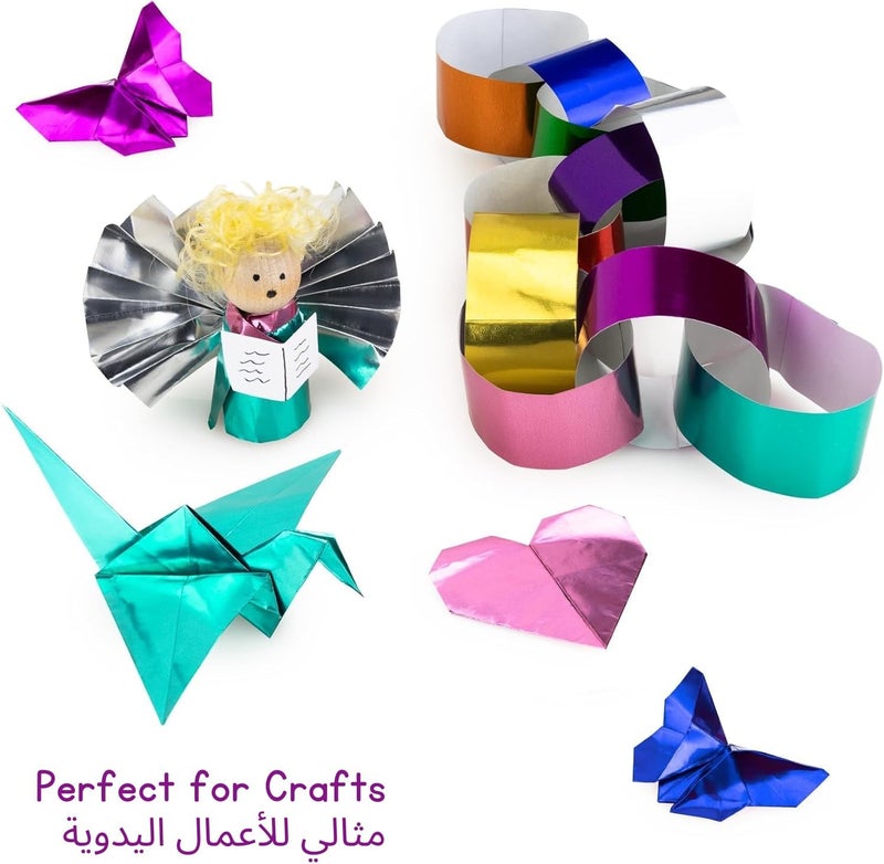 AL FAKHAMA Glossy Metallic Paper Sheets A4 - Pack of 10 Assorted Colors - Image 3