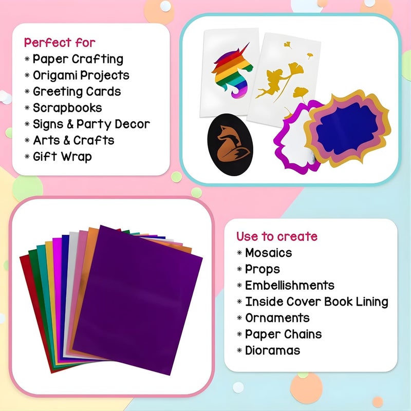 AL FAKHAMA Glossy Metallic Paper Sheets A4 - Pack of 10 Assorted Colors - Image 5