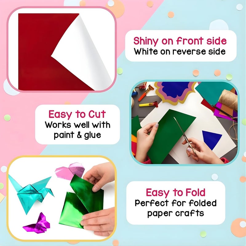 AL FAKHAMA Glossy Metallic Paper Sheets A4 - Pack of 10 Assorted Colors - Image 4