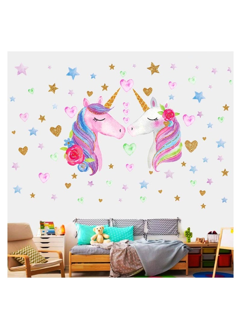 SOLARAE Unicorn Wall Decals Stickers for Girls Room Large Size Unicorn Wall Stickers Decors for Gilrs Kids Bedroom Birthday Party for Nursery - Image 1