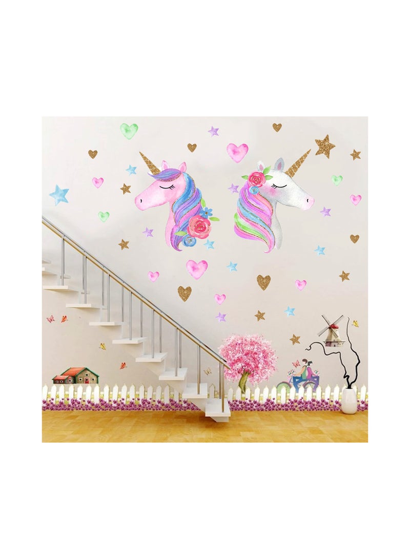 SOLARAE Unicorn Wall Decals Stickers for Girls Room Large Size Unicorn Wall Stickers Decors for Gilrs Kids Bedroom Birthday Party for Nursery - Image 2