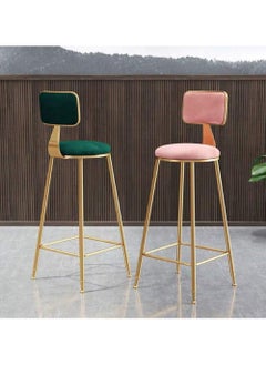 DubaiGallery Flannel Bar Stools Round Seat, Modern Casual High Barstool Chairs with Back Footrest, Counter Cafe Kitchen Breakfast Pub  - Image 3