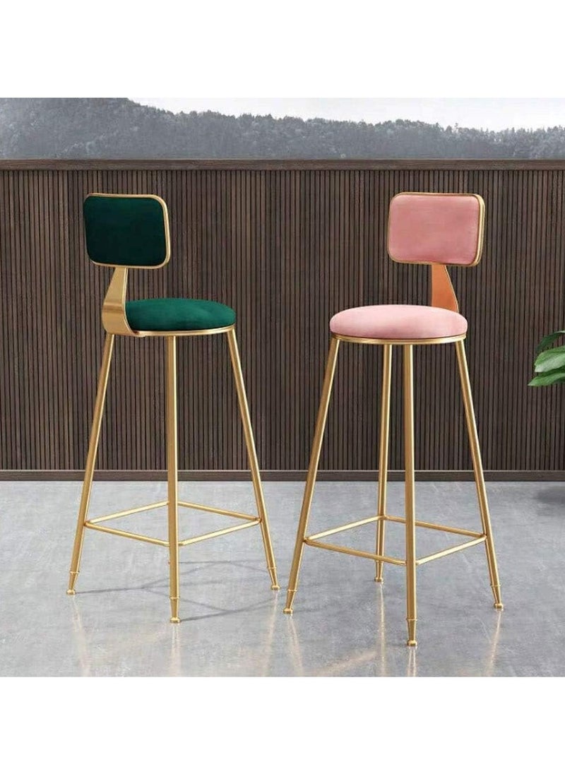 DubaiGallery - Flannel Bar Stools Round Seat, Modern Casual High Barstool Chairs with Back Footrest, Counter Cafe Kitchen Breakfast Pub - Image 1