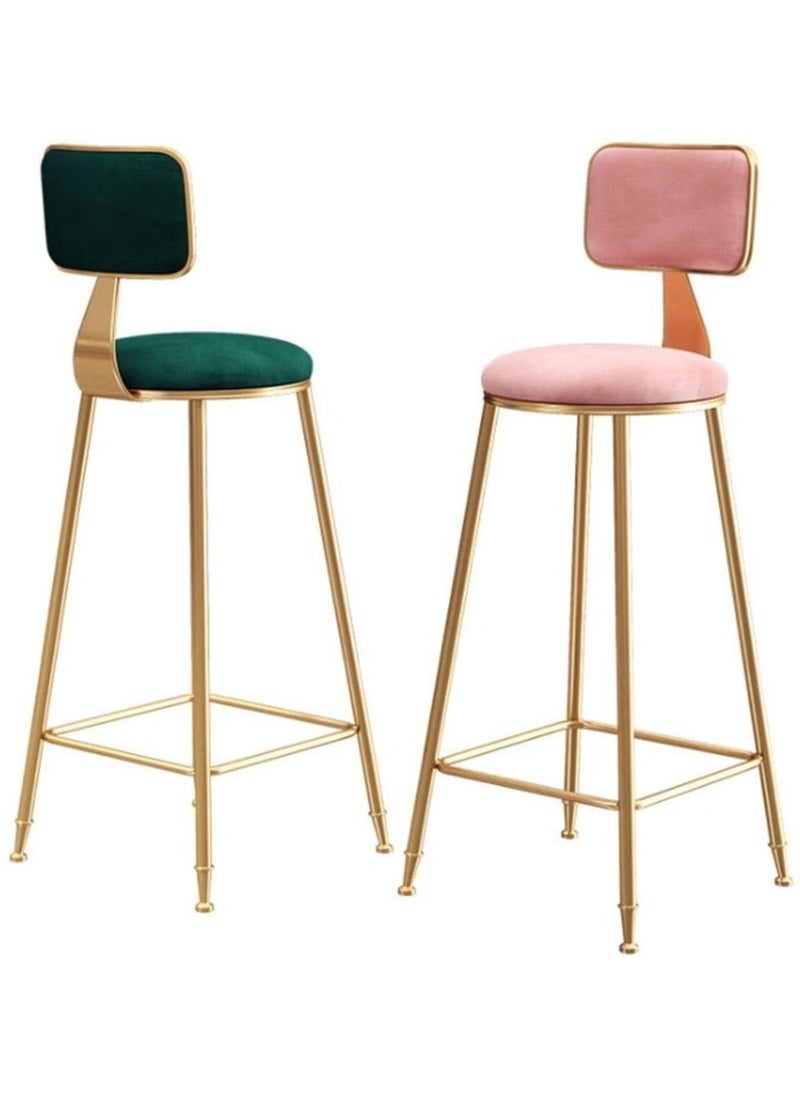 DubaiGallery - Flannel Bar Stools Round Seat, Modern Casual High Barstool Chairs with Back Footrest, Counter Cafe Kitchen Breakfast Pub - Image 1