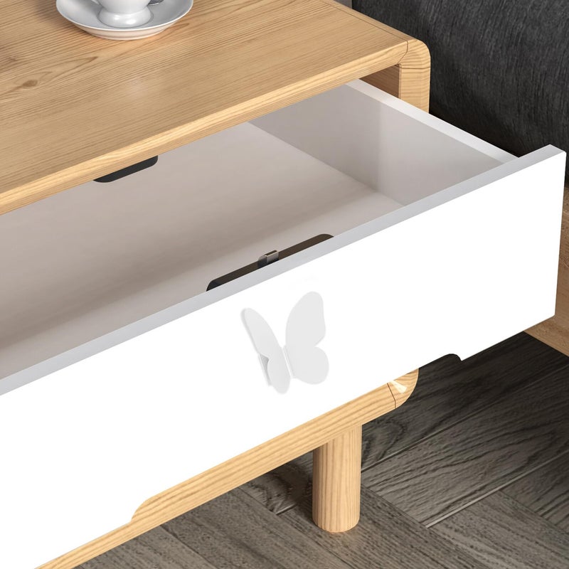 Butterfly Cabinet Handles Drawer Knobs White Small Pair of 2 for Wardrobes Dressers - Image 5