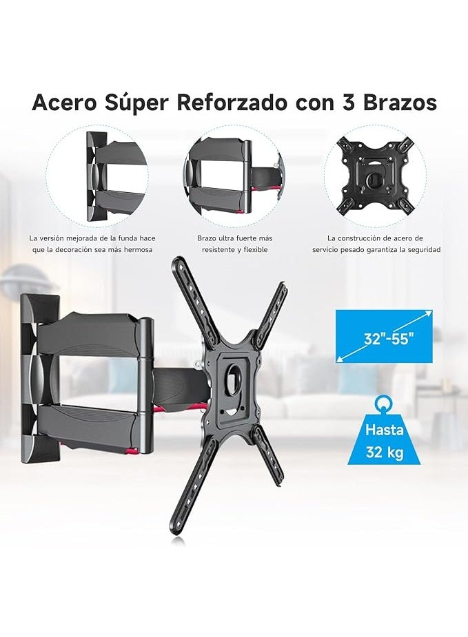 Movable TV Stand, Tilting & Swivel Articulated TV Wall Mount, Supports up to 32 kg, VESA Max 400 x 400 mm, for 32-55 Inch TVs - Image 5