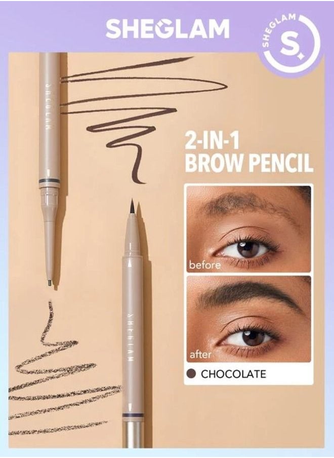 SHEGLAM - Brows On Demand 2-in-1 Brow Pencil - Chocolate - Image 1