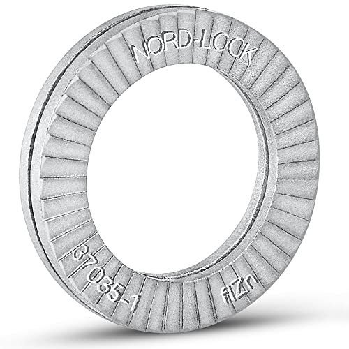 Nord-Lock غسالات قفل ويدج نورد-لوك - فولاذ (دلتا بروتيكت) مع طلاء رقائق الزنك، غسالات أمان مقاومة للاهتزاز لمسامير M10 - 20 زوجًا - Image 1
