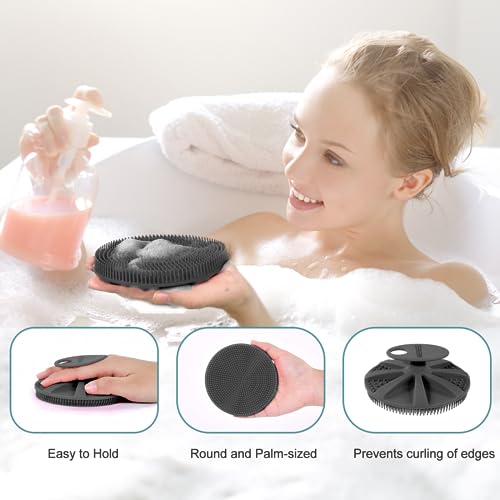 INNERNEED Food-Grade Soft Silicone Body Scrubber Shower Brush Handheld Cleansing Skin Brush, Gentle Exfoliating and Lather Well (Pack of 4) - Image 2