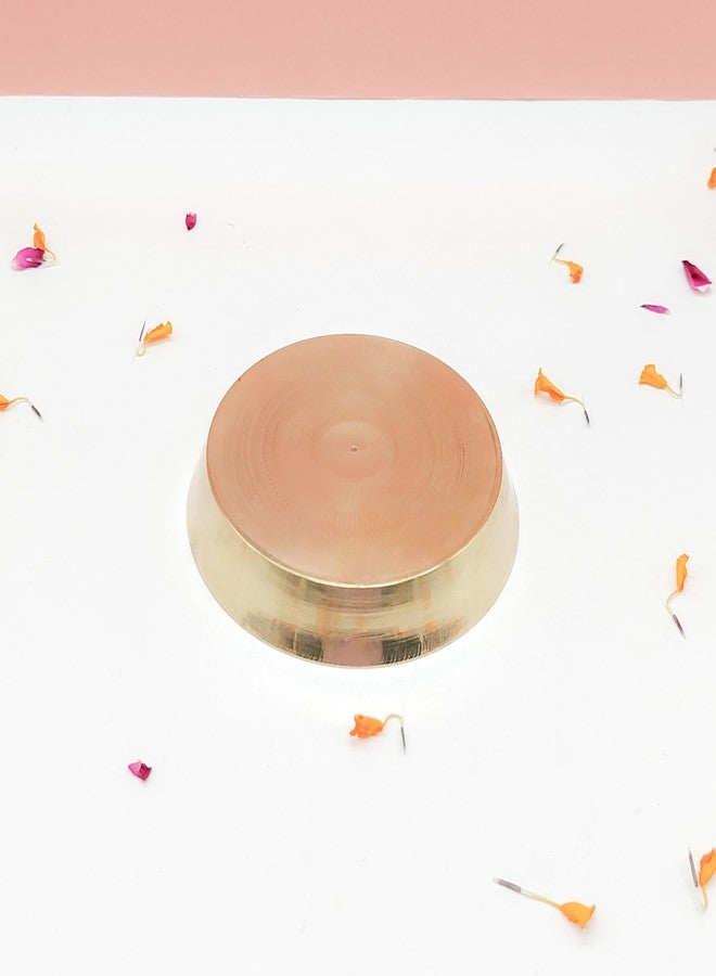 DOKCHAN Brass Plain Design Heavy Plate for Store kumkum, haldi, akshat, Prashad/Heavy Small thali for Pooja Purpose Round Shape Plate (Size - 9.5cm | Pack of 4) - Image 4