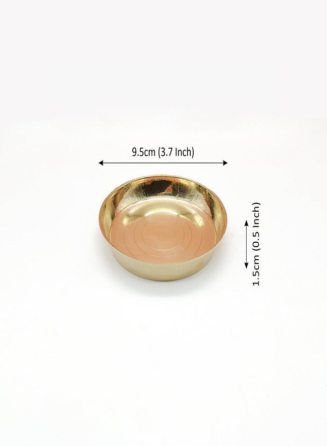 DOKCHAN Brass Plain Design Heavy Plate for Store kumkum, haldi, akshat, Prashad/Heavy Small thali for Pooja Purpose Round Shape Plate (Size - 9.5cm | Pack of 4) - Image 5