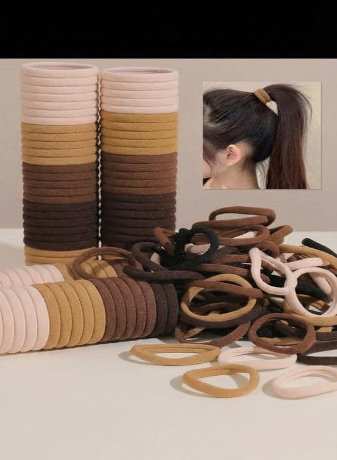 Shanya Multicolor Hair Ties & Ponytail Holders - Soft Cotton Elastic Rubber Bands for School Girls & Women (Set of 50) - Image 3