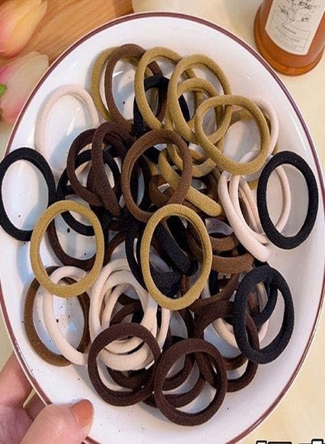 Shanya Multicolor Hair Ties & Ponytail Holders - Soft Cotton Elastic Rubber Bands for School Girls & Women (Set of 50) - Image 5